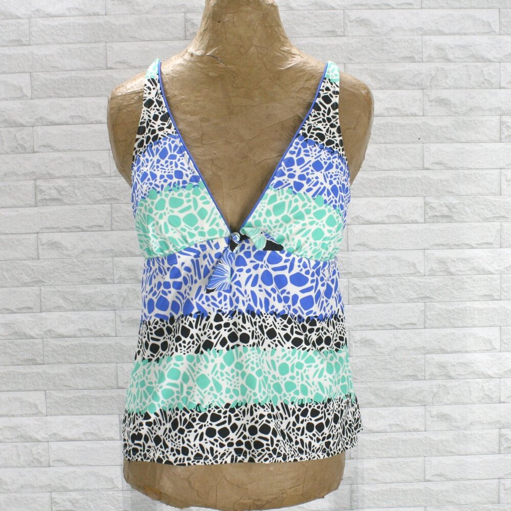 SOUTH POINT Swimsuit Tankini Top Mosaic Print Mermaidcore Blue Aqua Size 12